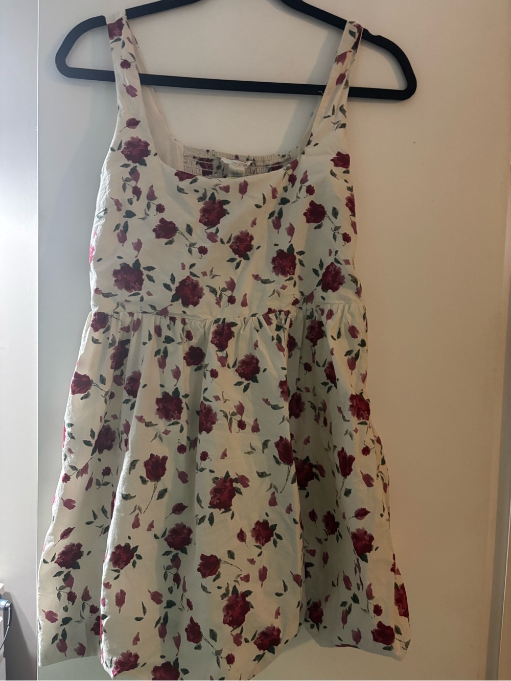 Full Tilt Cream Sundress with Burgundy Rose Print